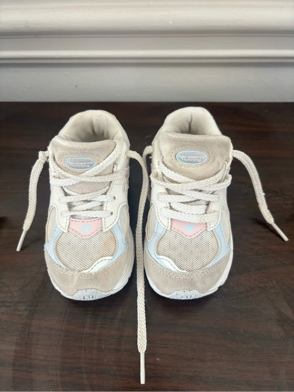 New Balance Kids Sneakers in Cream, Light Blue & Pale Pink